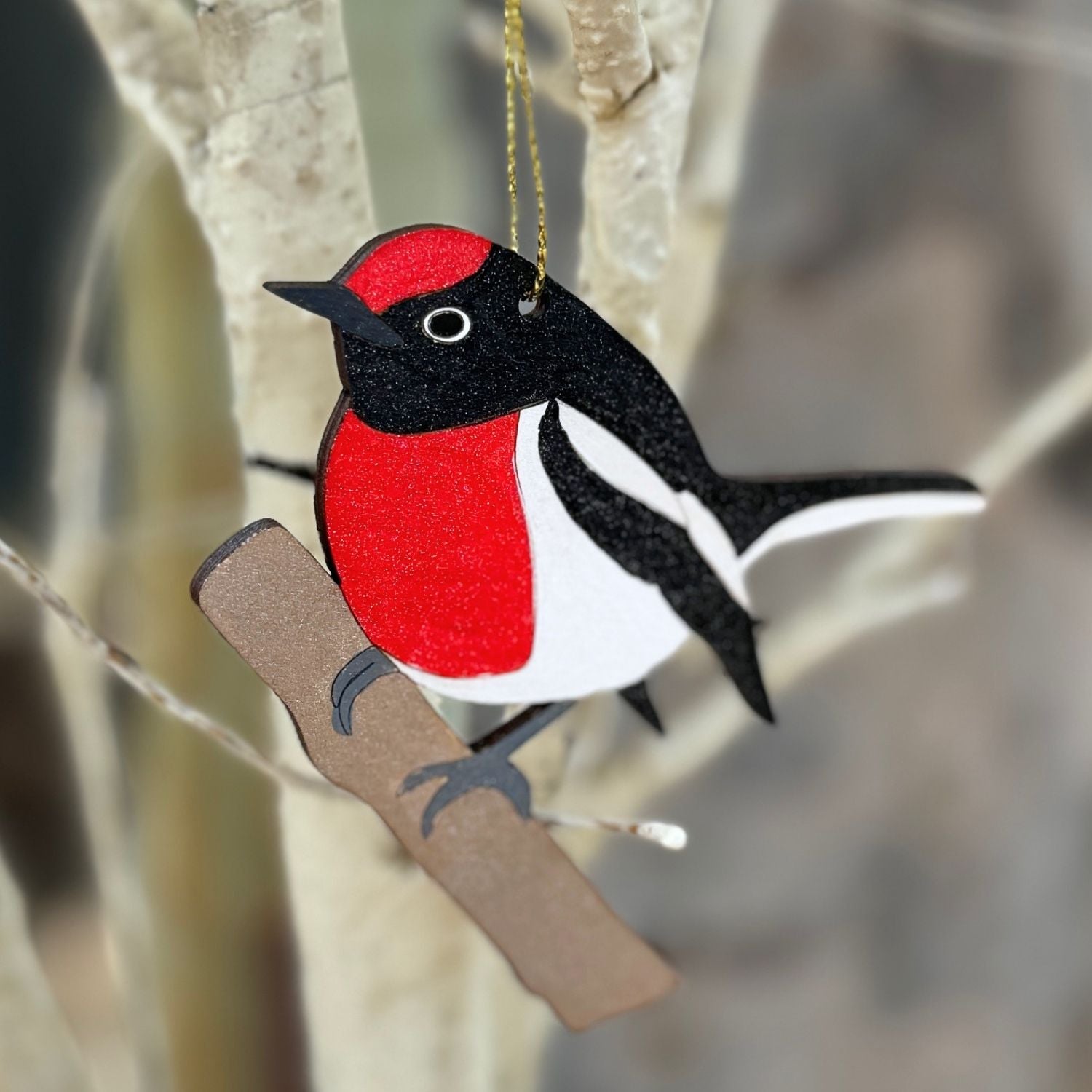 Red Capped Robin Hand Painted Australiana Christmas Decoration