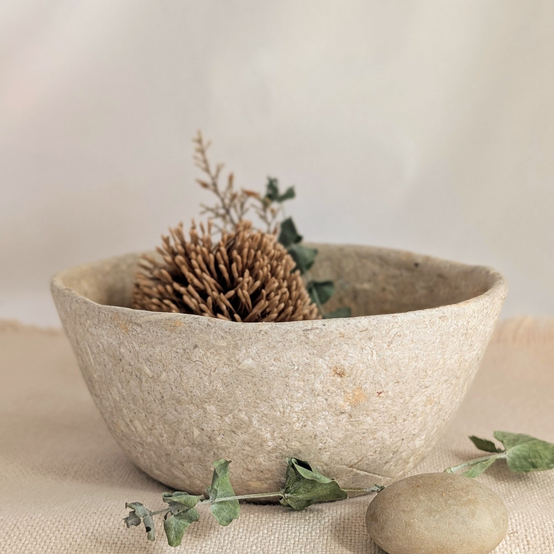 Handmade Sculptural Paper Bowl - Recycled Paper Decorative Bowl - Sustainable Home Décor