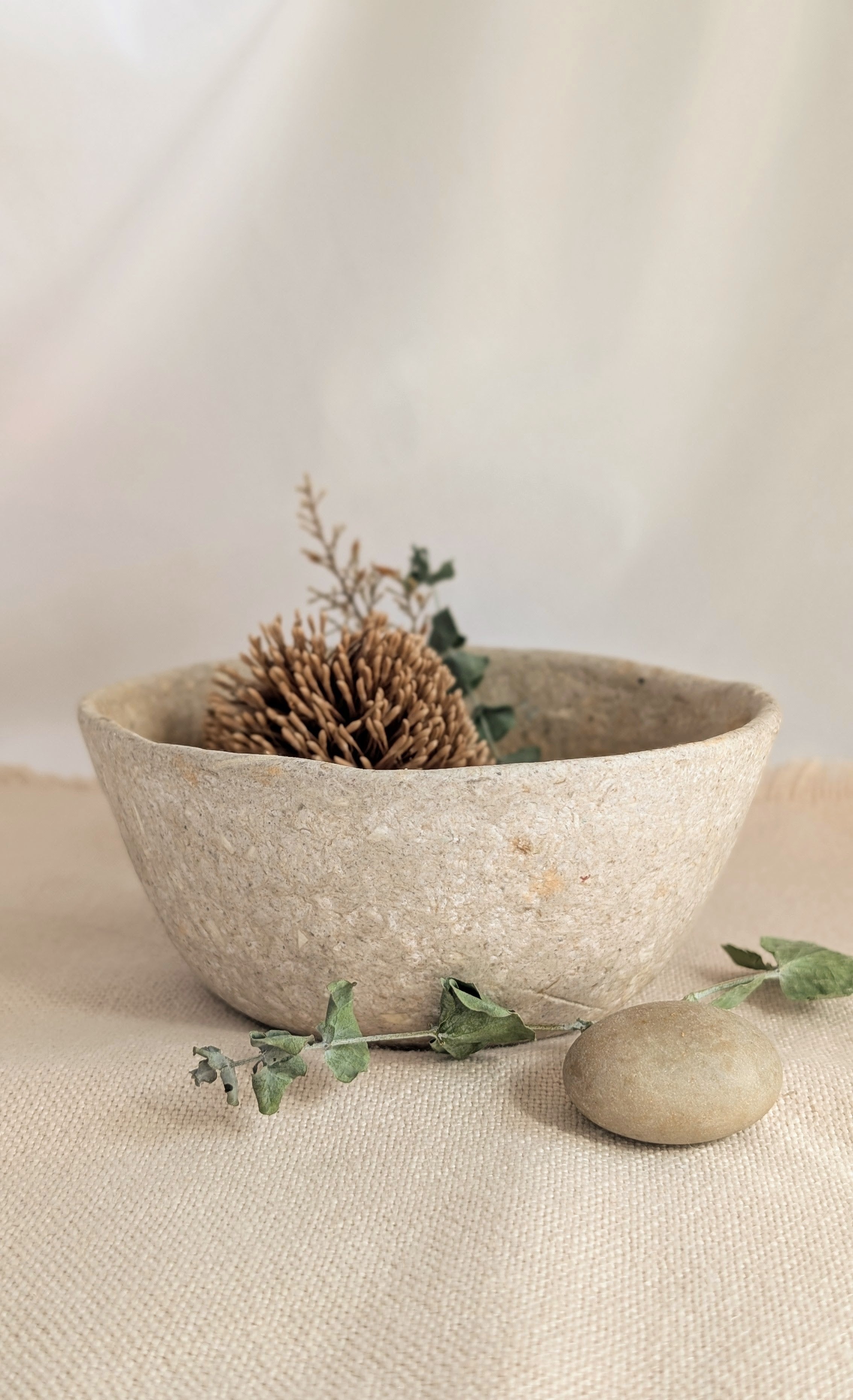 Handmade Sculptural Paper Bowl - Recycled Paper Decorative Bowl - Sustainable Home Décor