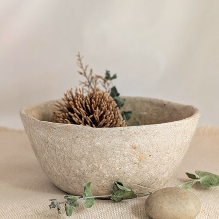 Handmade Sculptural Paper Bowl - Recycled Paper Decorative Bowl - Sustainable Home Décor