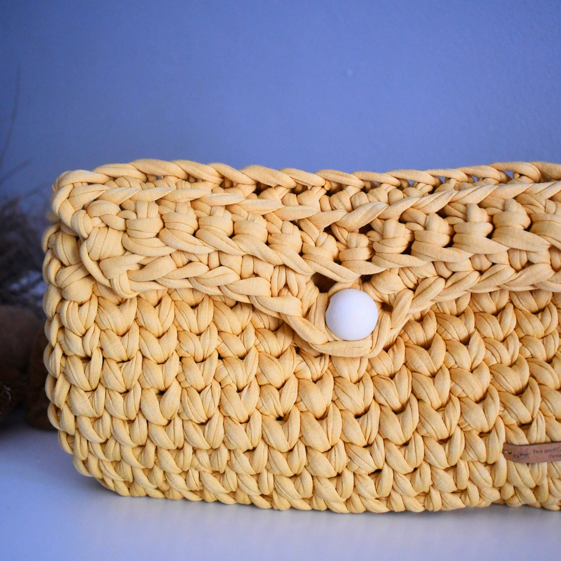 Handmade Crochet Clutch Bag Mustard
