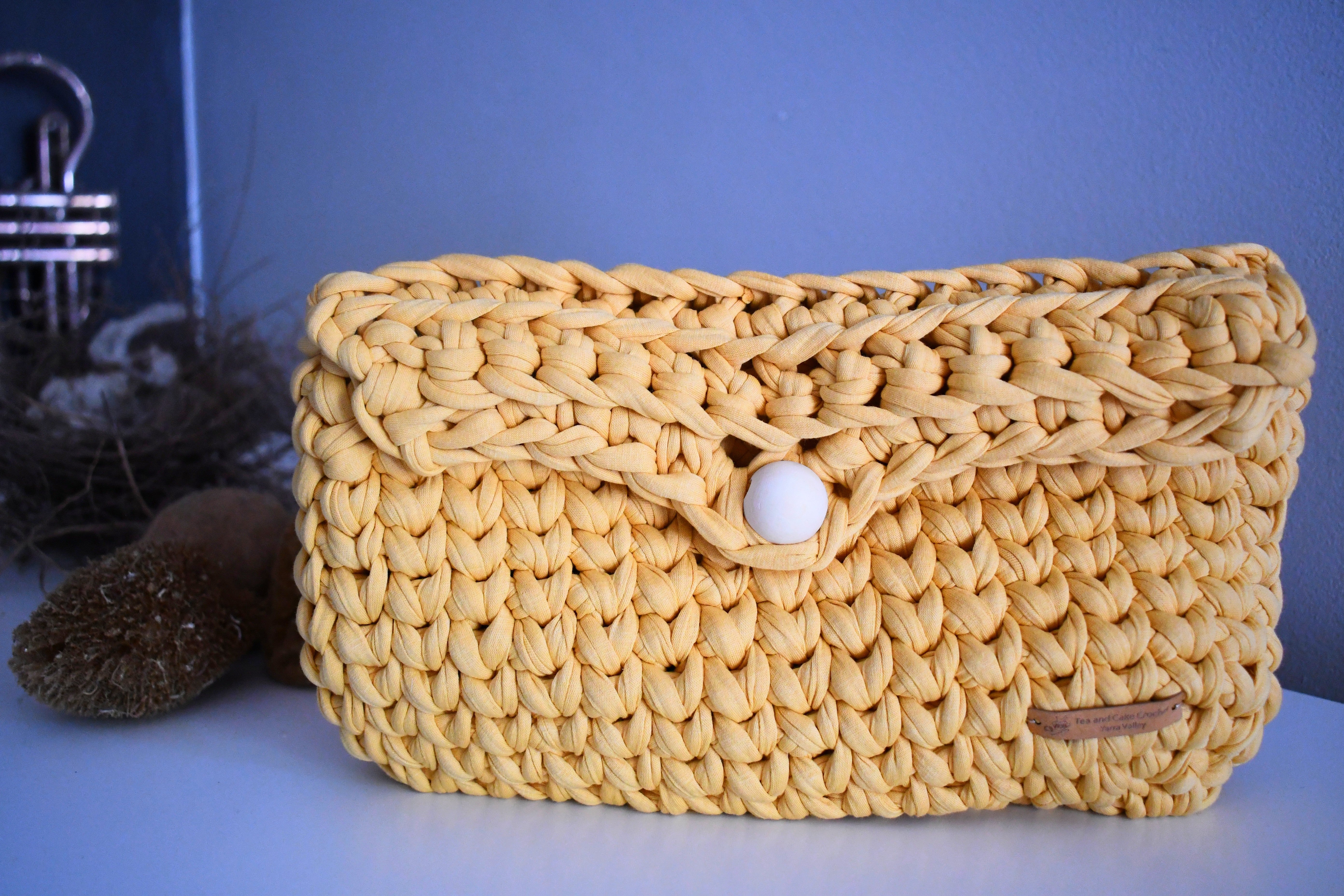 Handmade Crochet Clutch Bag Mustard