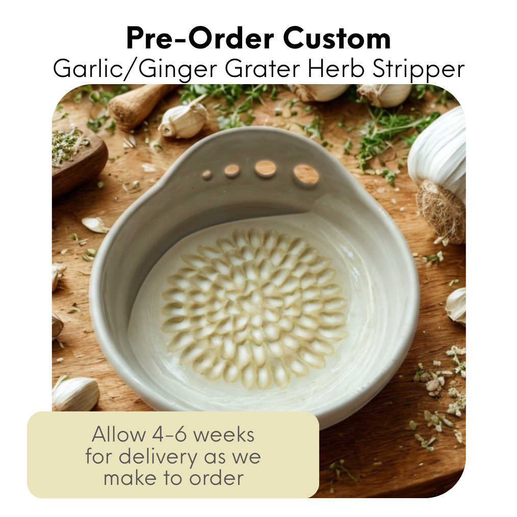 CUSTOM - Ceramic Garlic/Ginger Grater + Herb Stripper in Off White Clay