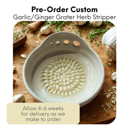 CUSTOM - Ceramic Garlic/Ginger Grater + Herb Stripper in Off White Clay