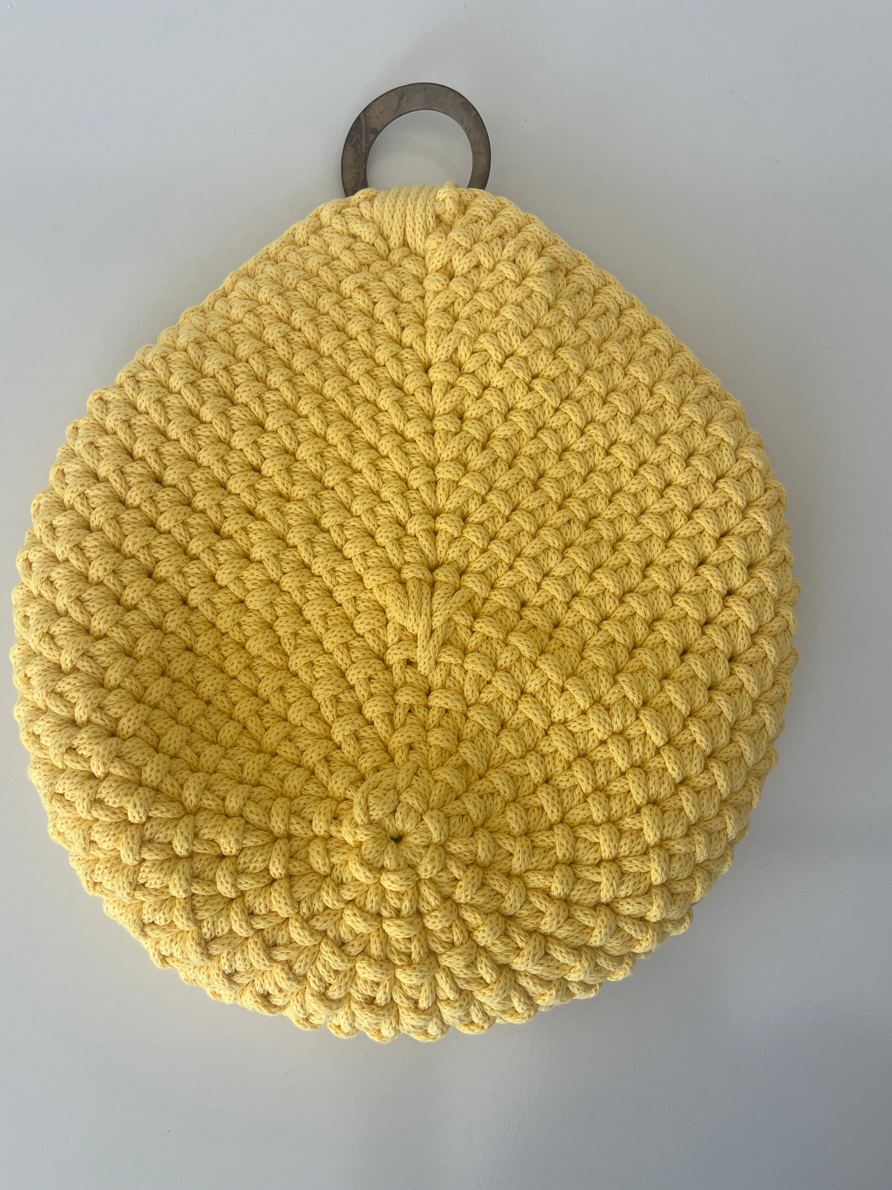 Handmade Crochet Hanging Basket - colour Dandelion