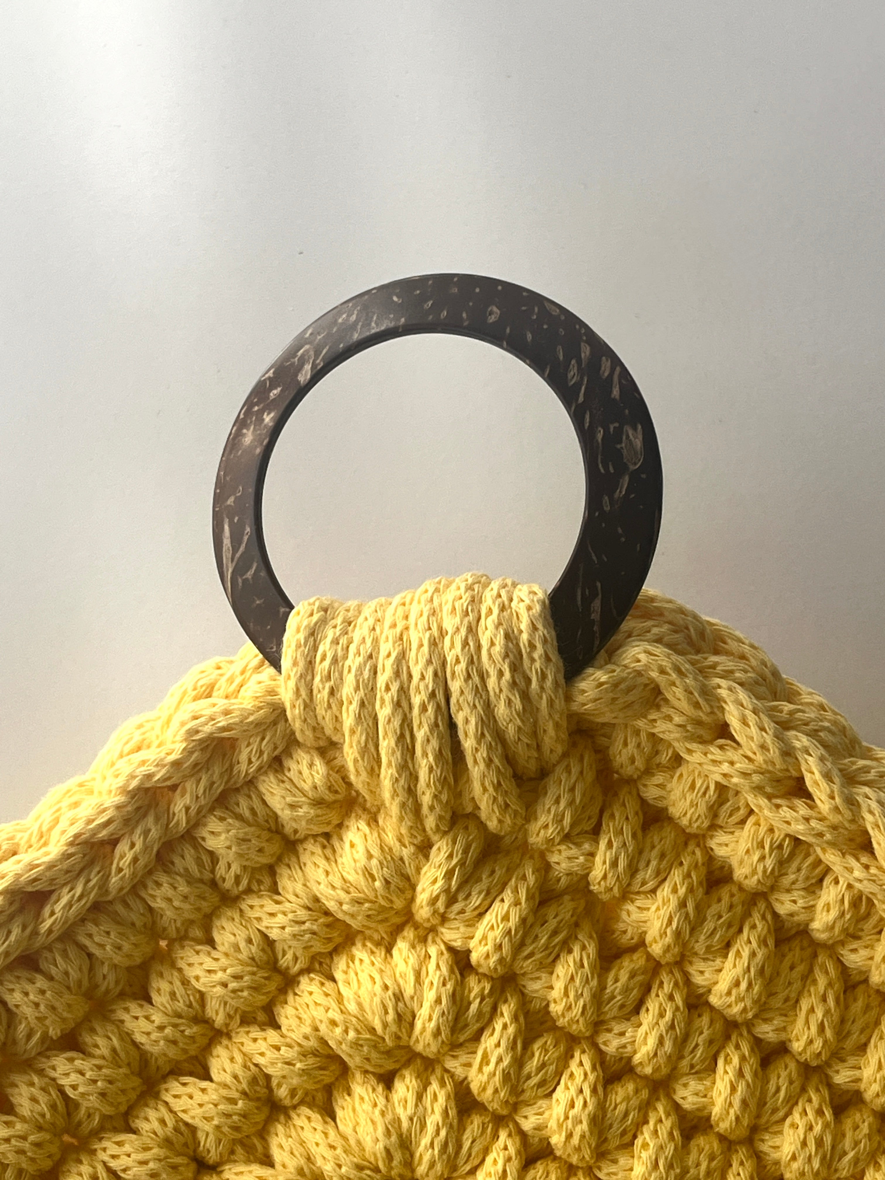 Handmade Crochet Hanging Basket - colour Dandelion