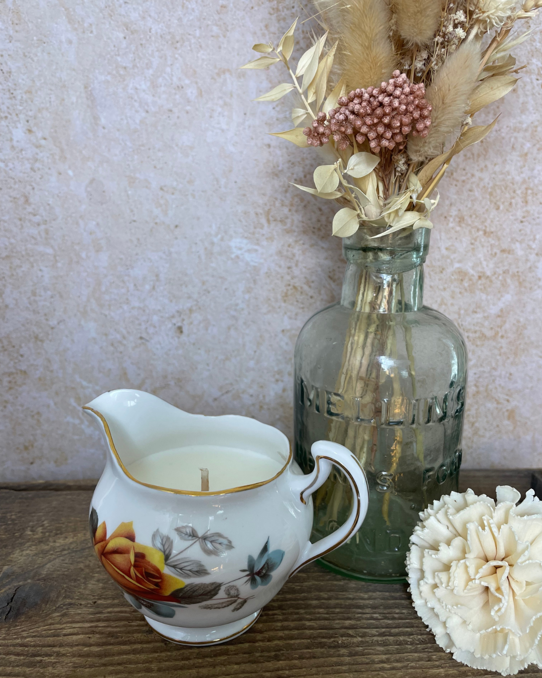 Lavender + Sweet Orange I Natural Soy Candle I Vintage Rose Jug