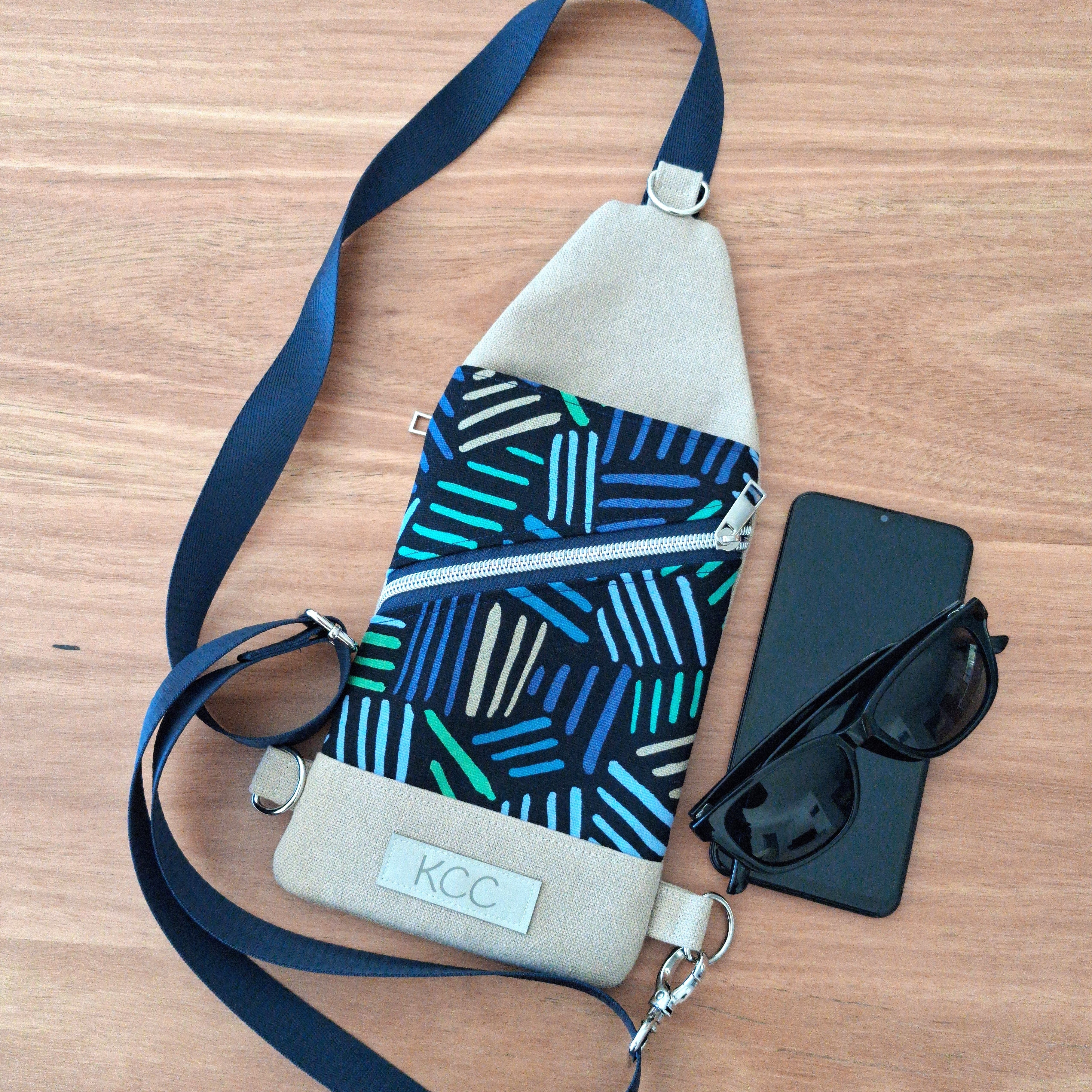 Crossbody Sling – Mini Traveller - Geometric Blues