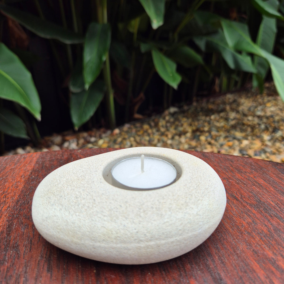 Large eco-stone pebble shaped tealight candle holder