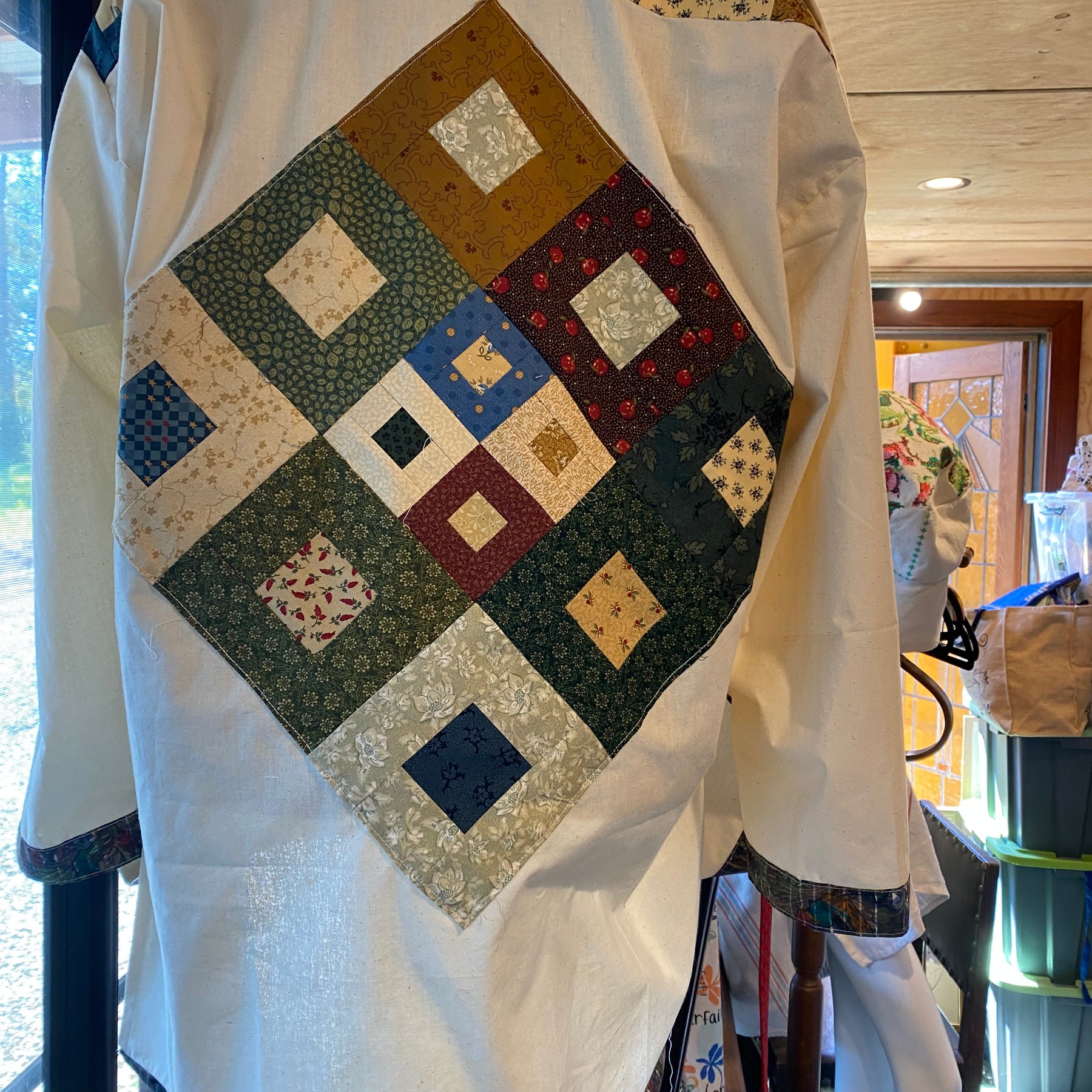 Upcycled patchwork made on Issay Miyake pattern