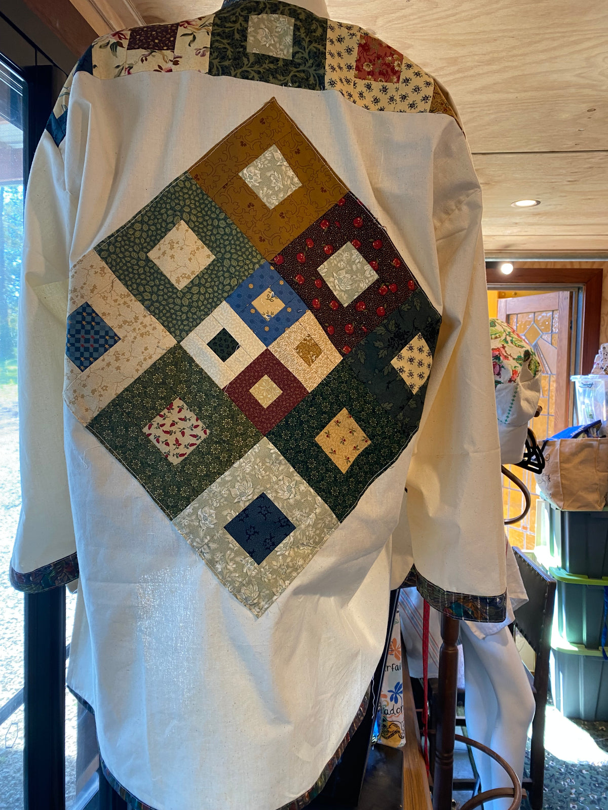 Upcycled patchwork made on Issay Miyake pattern