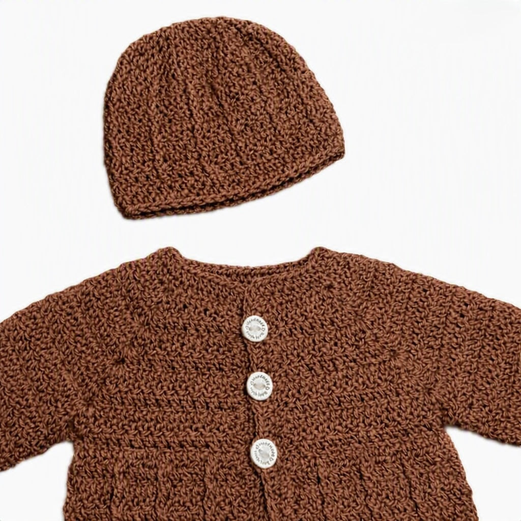 WATTLE Newborn Crocheted Cardigan and Beanie Gift Set