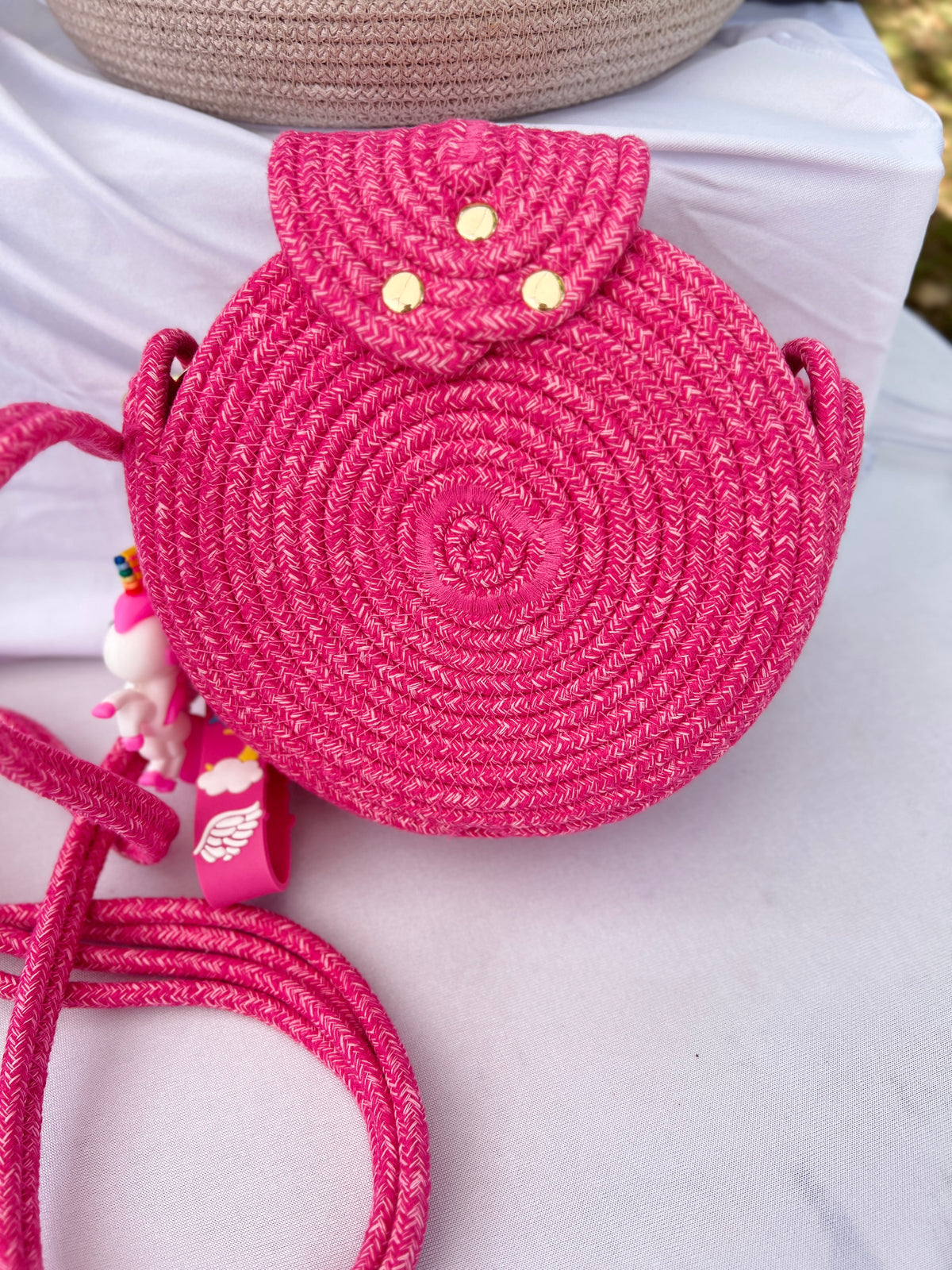 Handmade Pink Rope Crossbody Bag