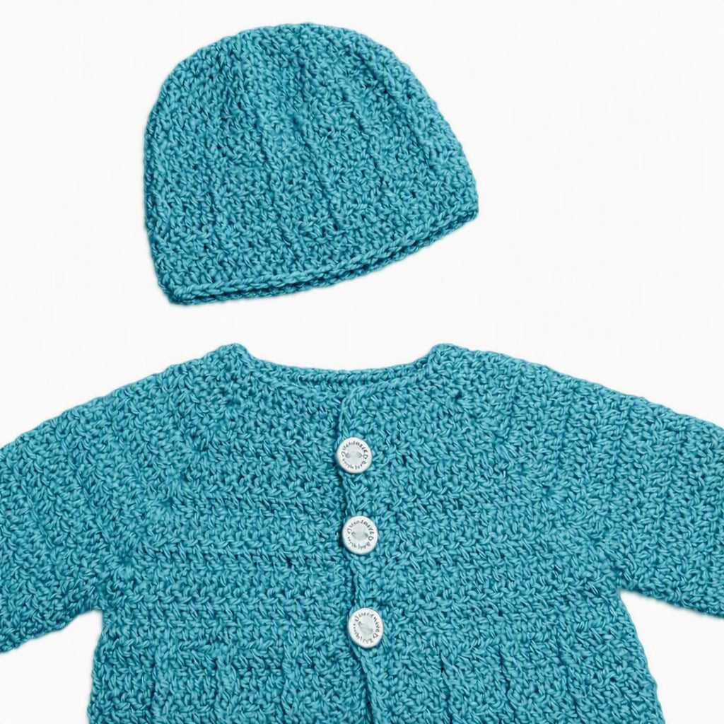 WATTLE Newborn Crocheted Cardigan and Beanie Gift Set