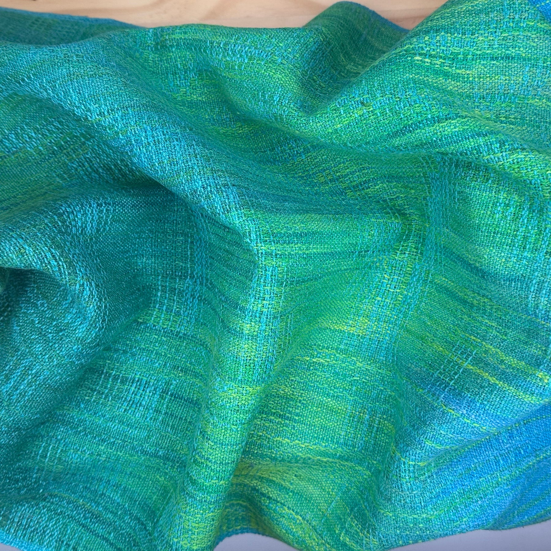 Hand-Dyed and Handwoven Linen/Cotton Tea Towels (Blue weft)