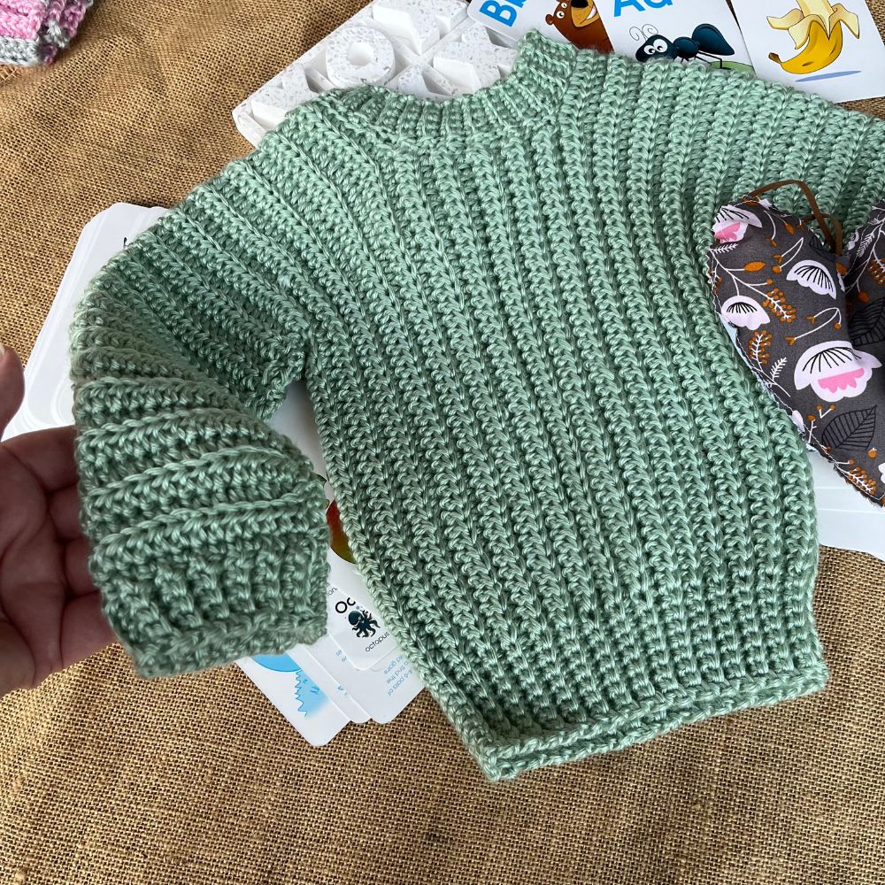 Handmade crochet toddler jumper | super soft |green | 2 year old