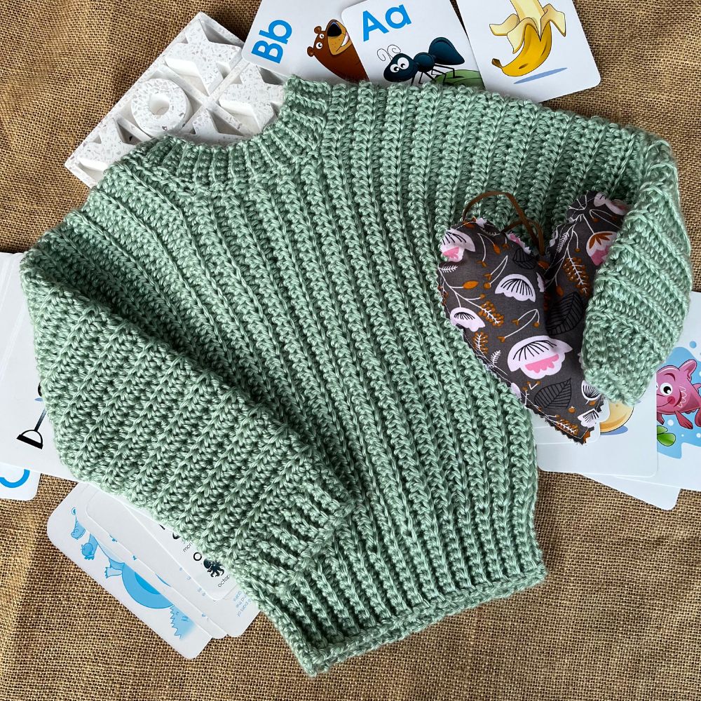 Handmade crochet toddler jumper | super soft |green | 2 year old