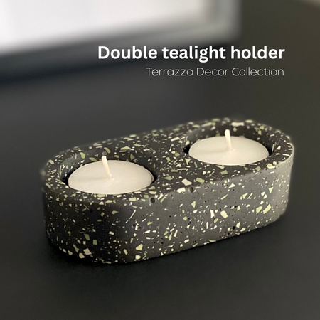 Double tealight holder |Terrazzo decor collection