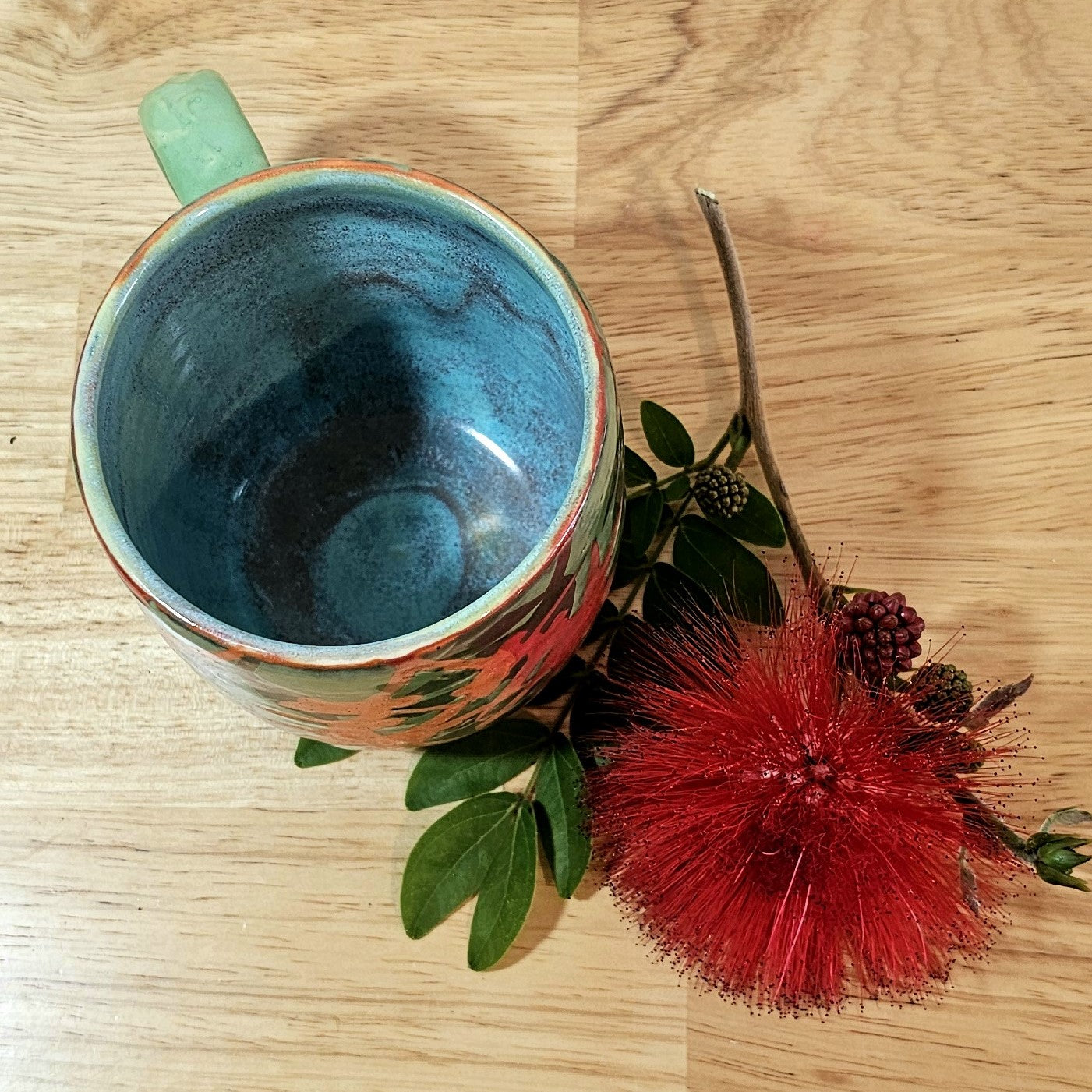Green Garden Cup (hand painted)
