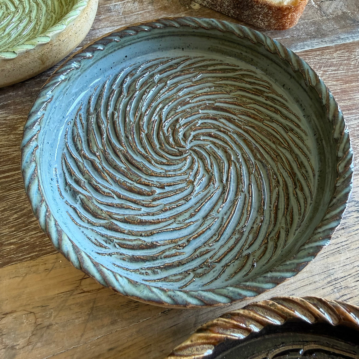 The Gathering Dish - Wheel Thrown Ceramic Garlic Grater & Dipping Dish with Brush