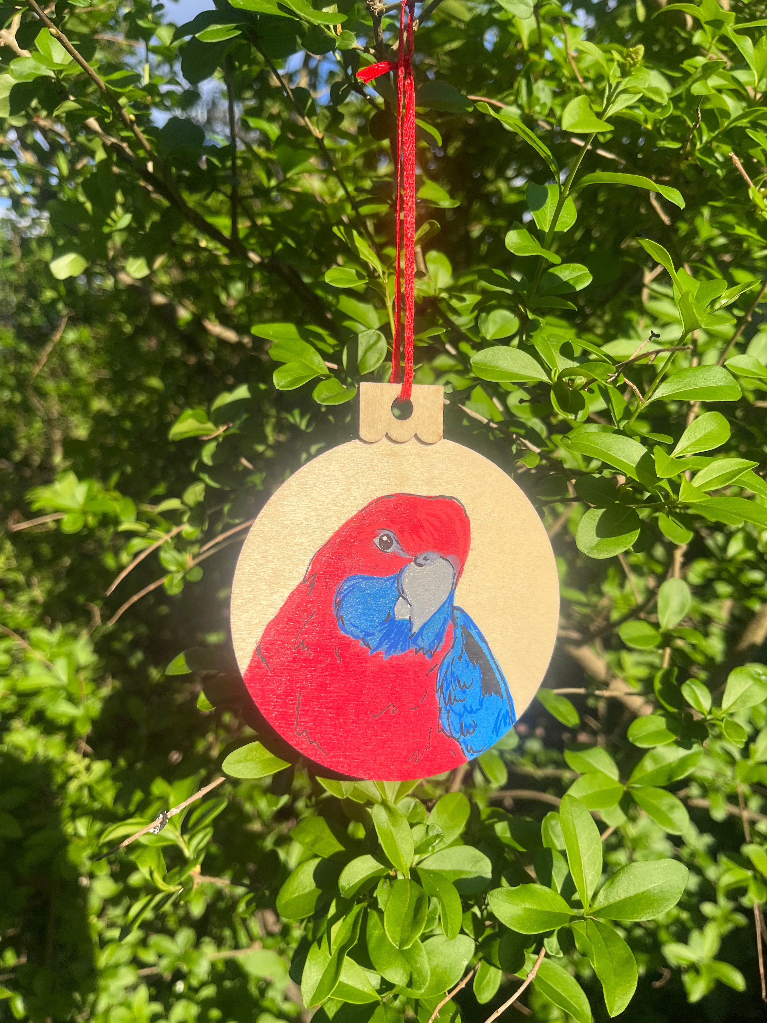 Crimson Rosella Bauble | Hand-painted | Christmas Decoration | Australian Native Birds