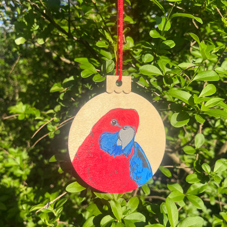 Crimson Rosella Bauble | Hand-painted | Christmas Decoration | Australian Native Birds