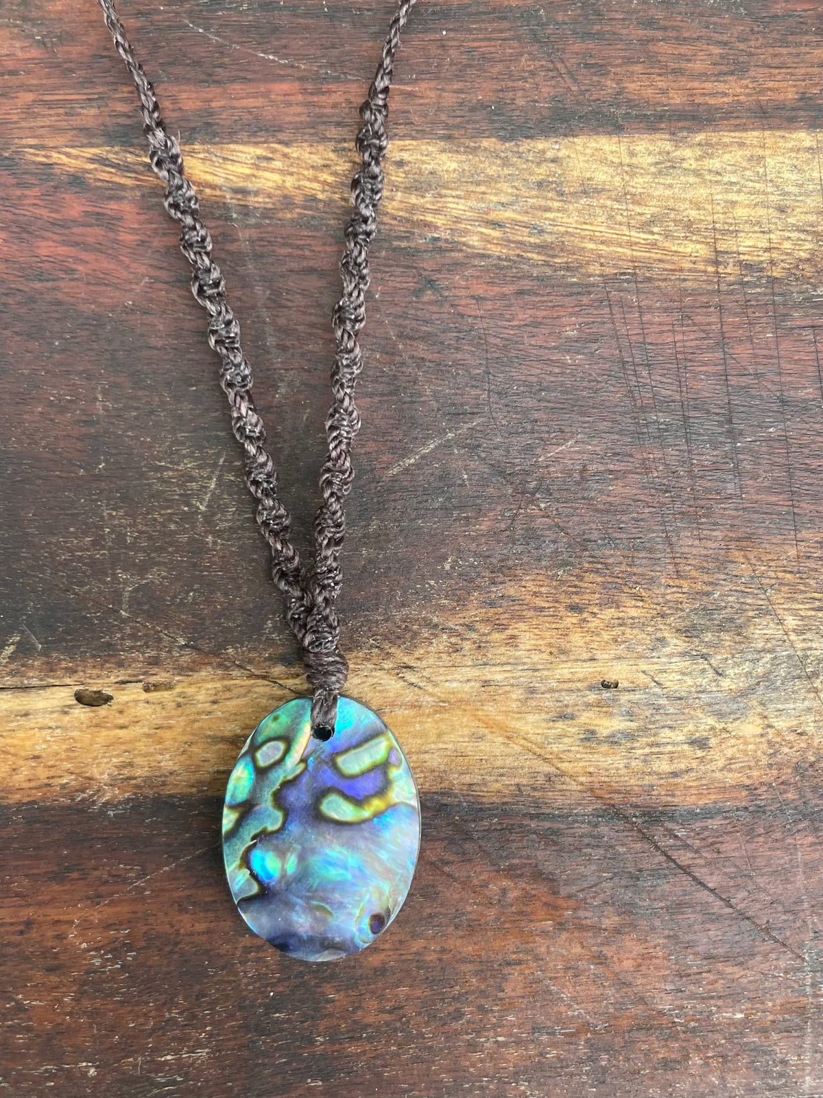 Abalone Shell Pendant, Macrame necklace adjustable, boho