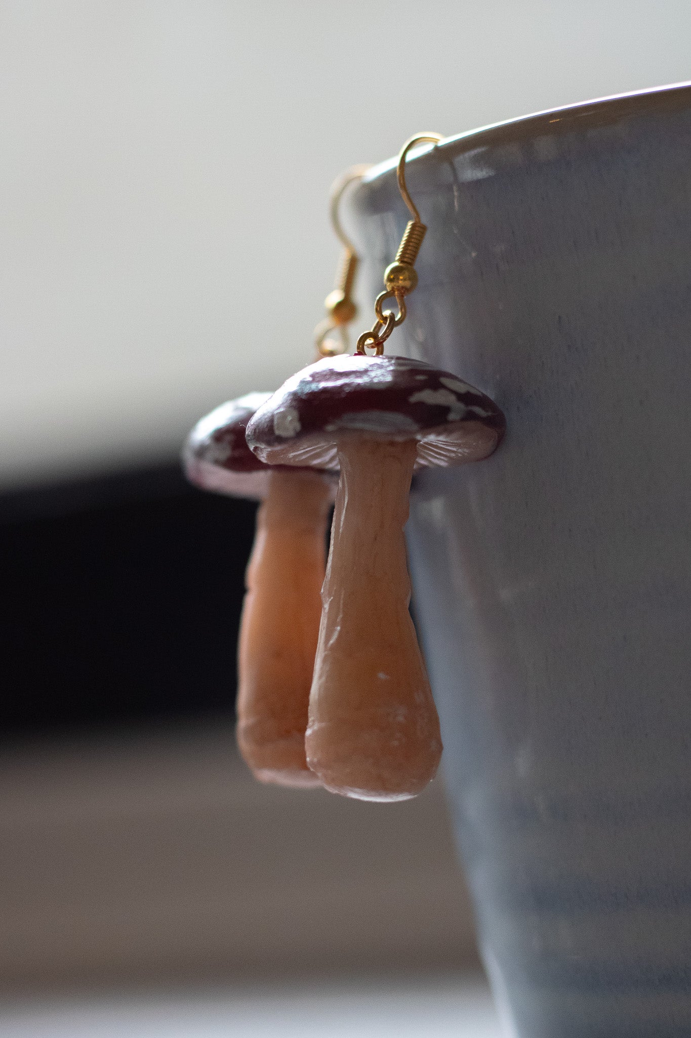 Tall Red Mushroom Earrings