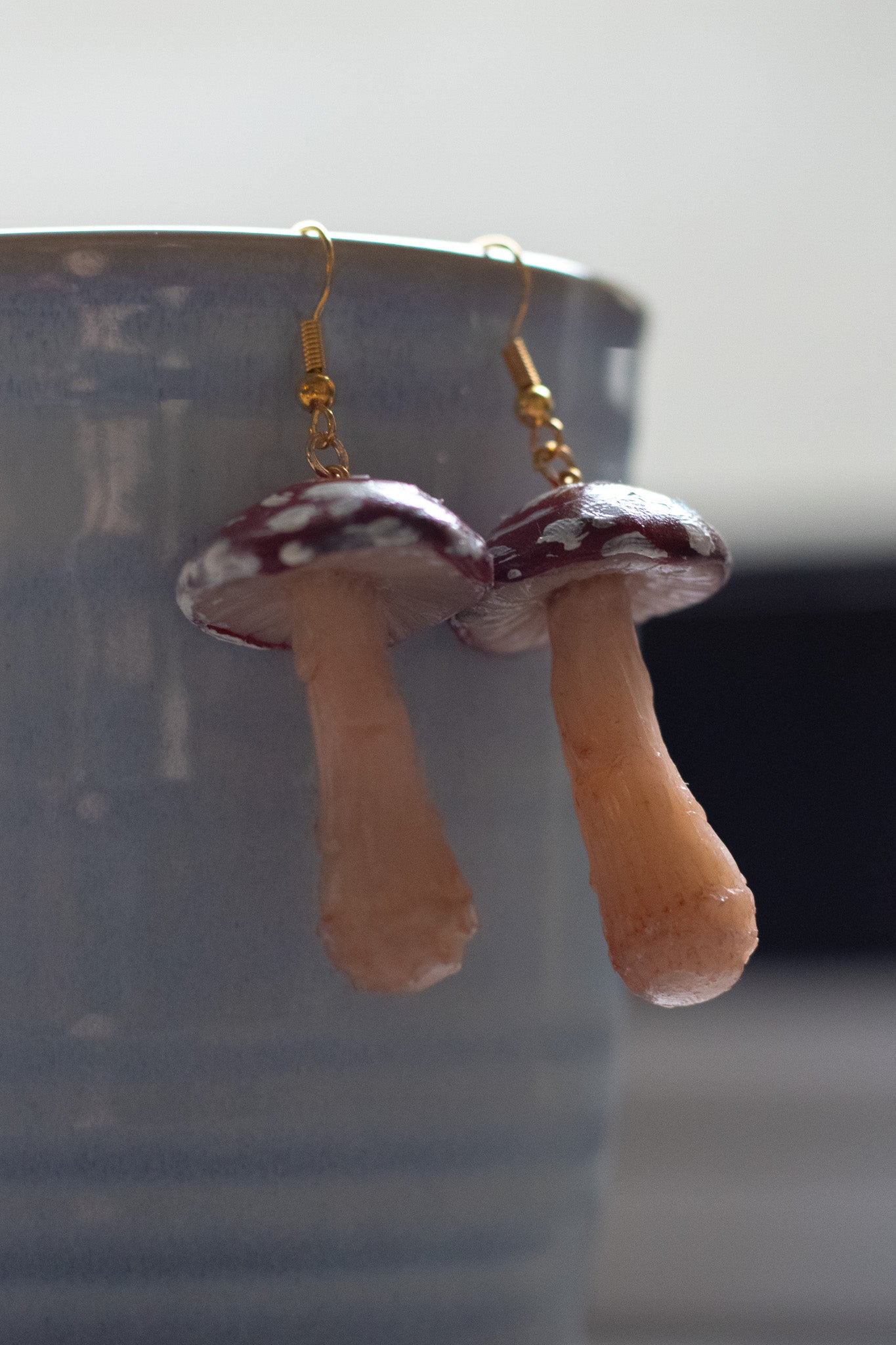 Tall Red Mushroom Earrings