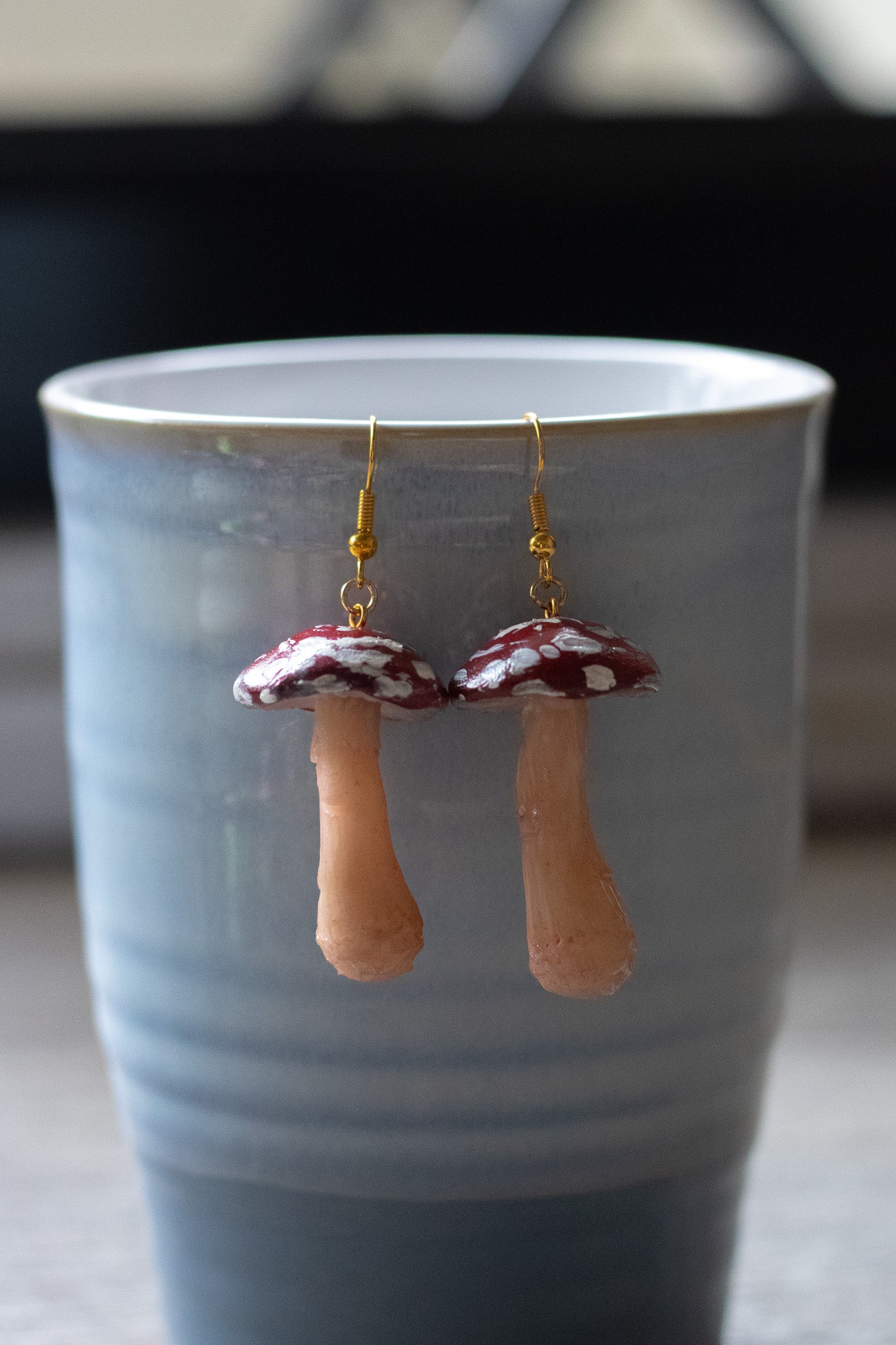 Tall Red Mushroom Earrings