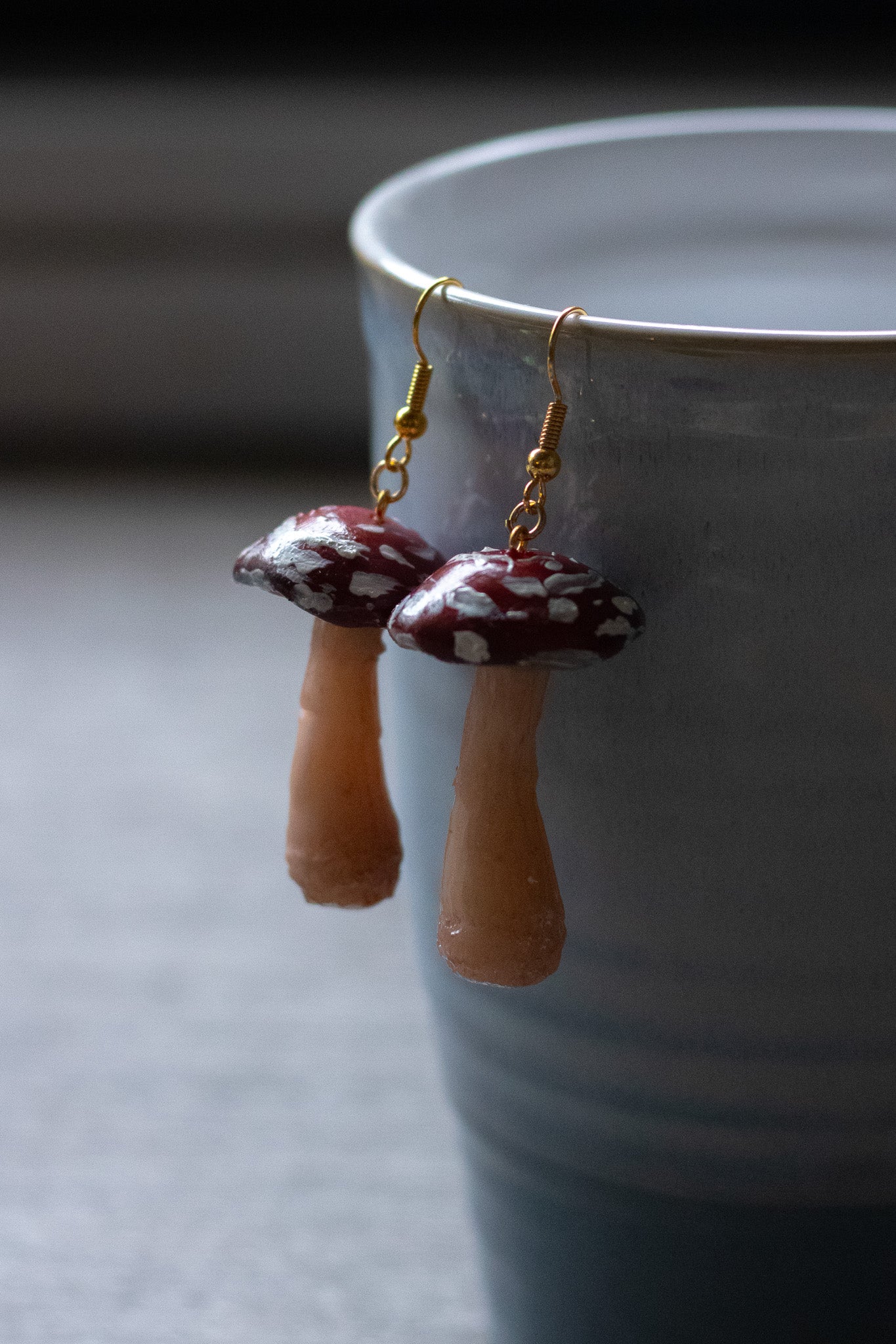 Tall Red Mushroom Earrings