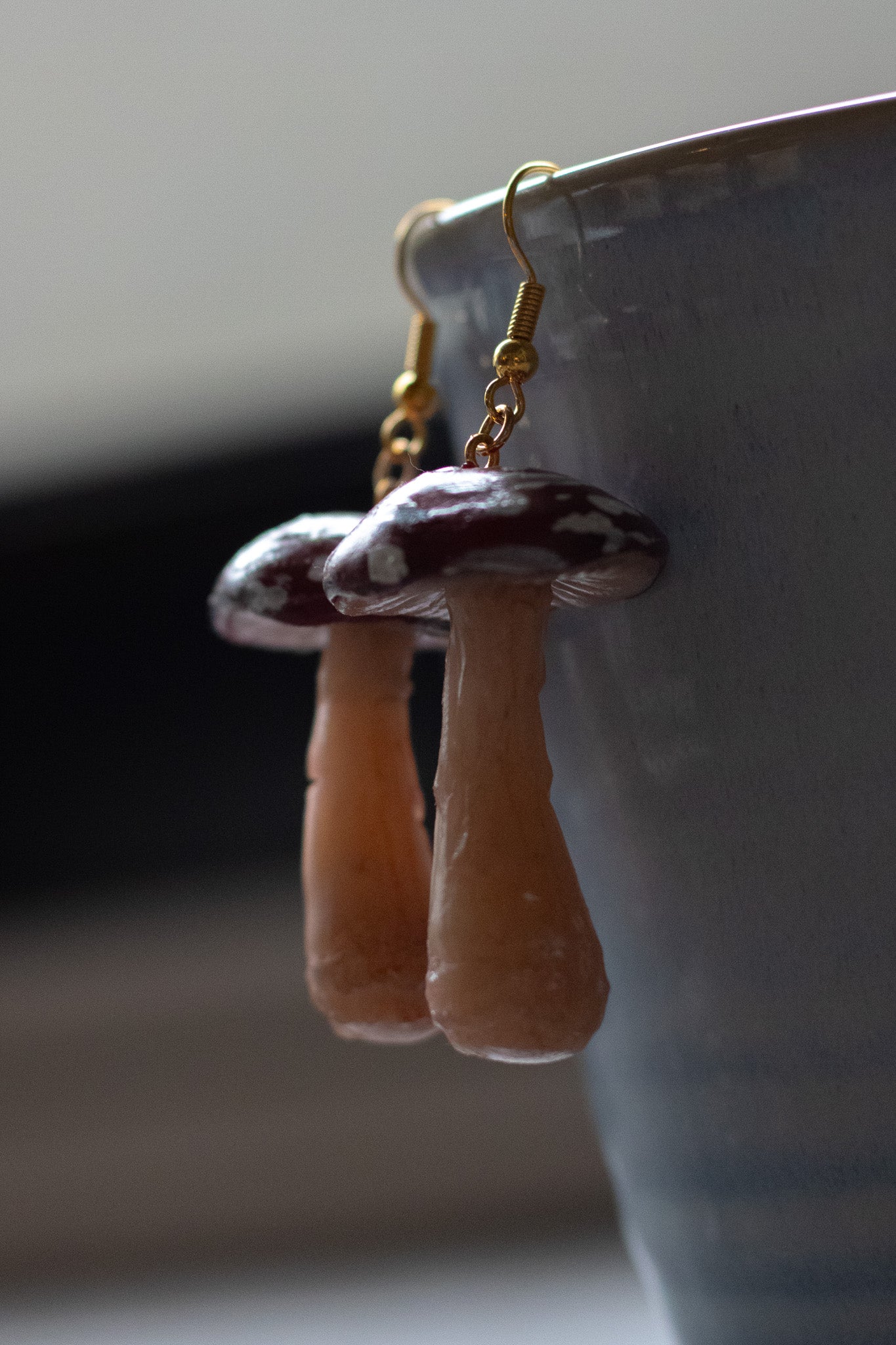 Tall Red Mushroom Earrings
