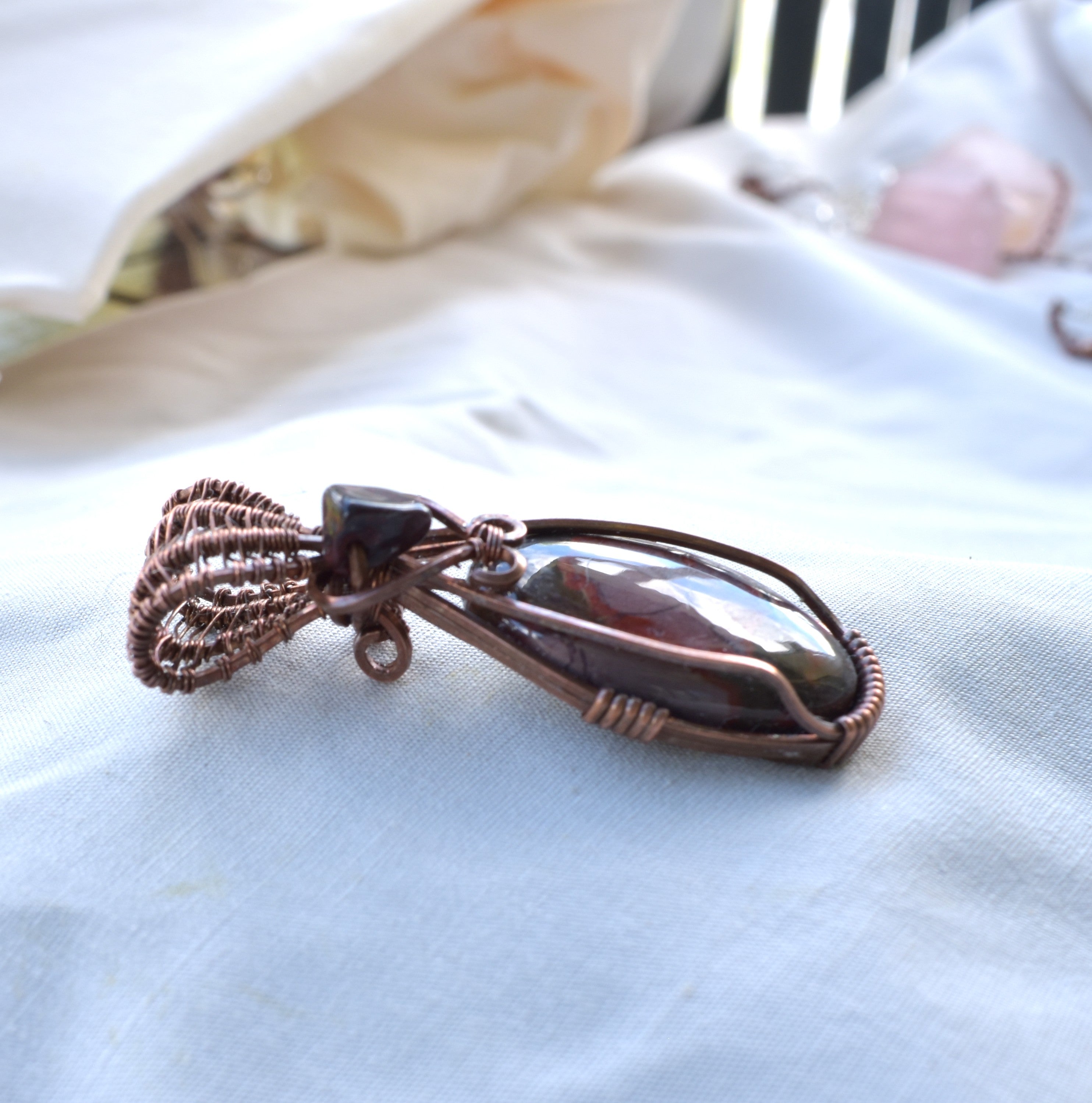 After the Burn - Cherry Creek Jasper Wire Wrapped Copper Pendant