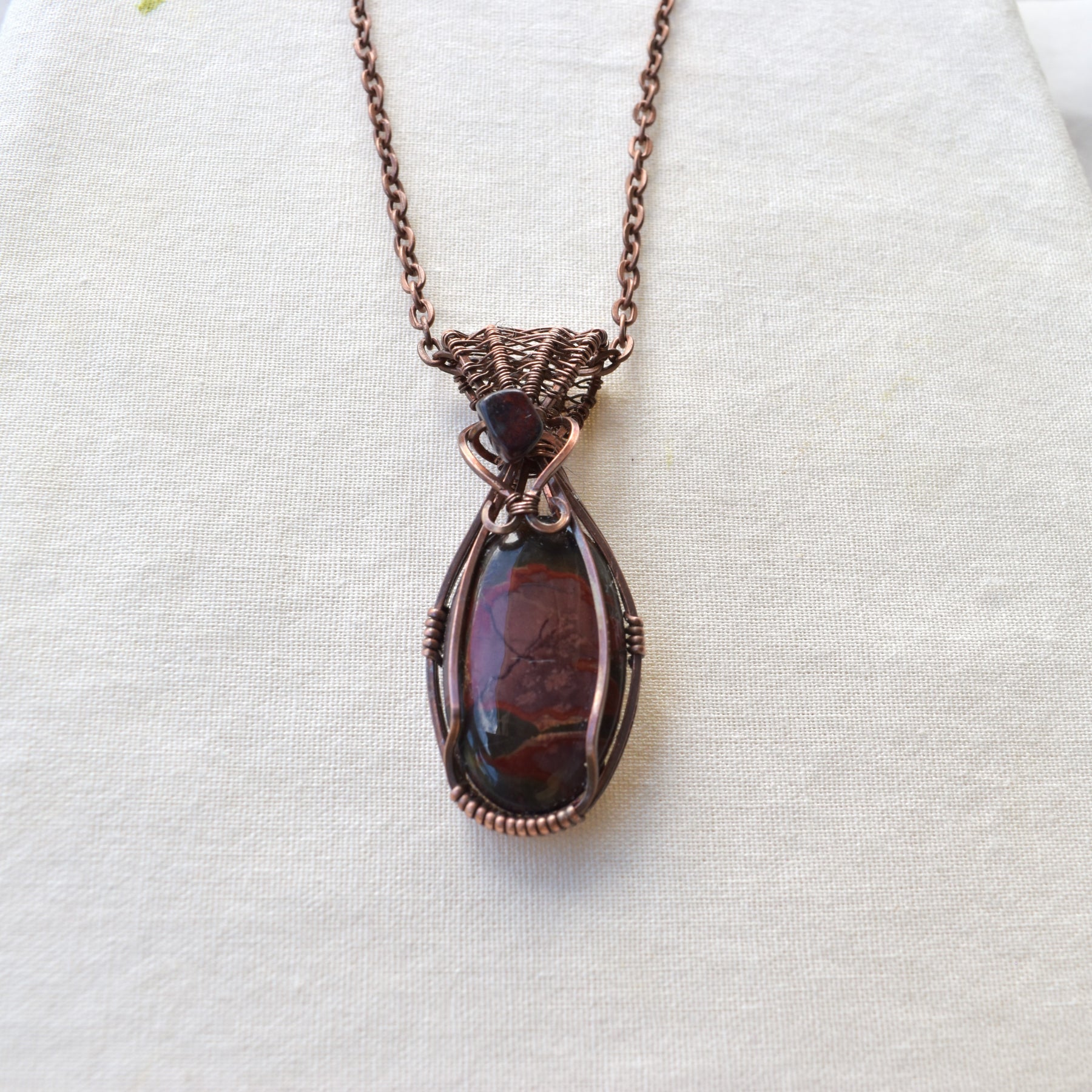 After the Burn - Cherry Creek Jasper Wire Wrapped Copper Pendant