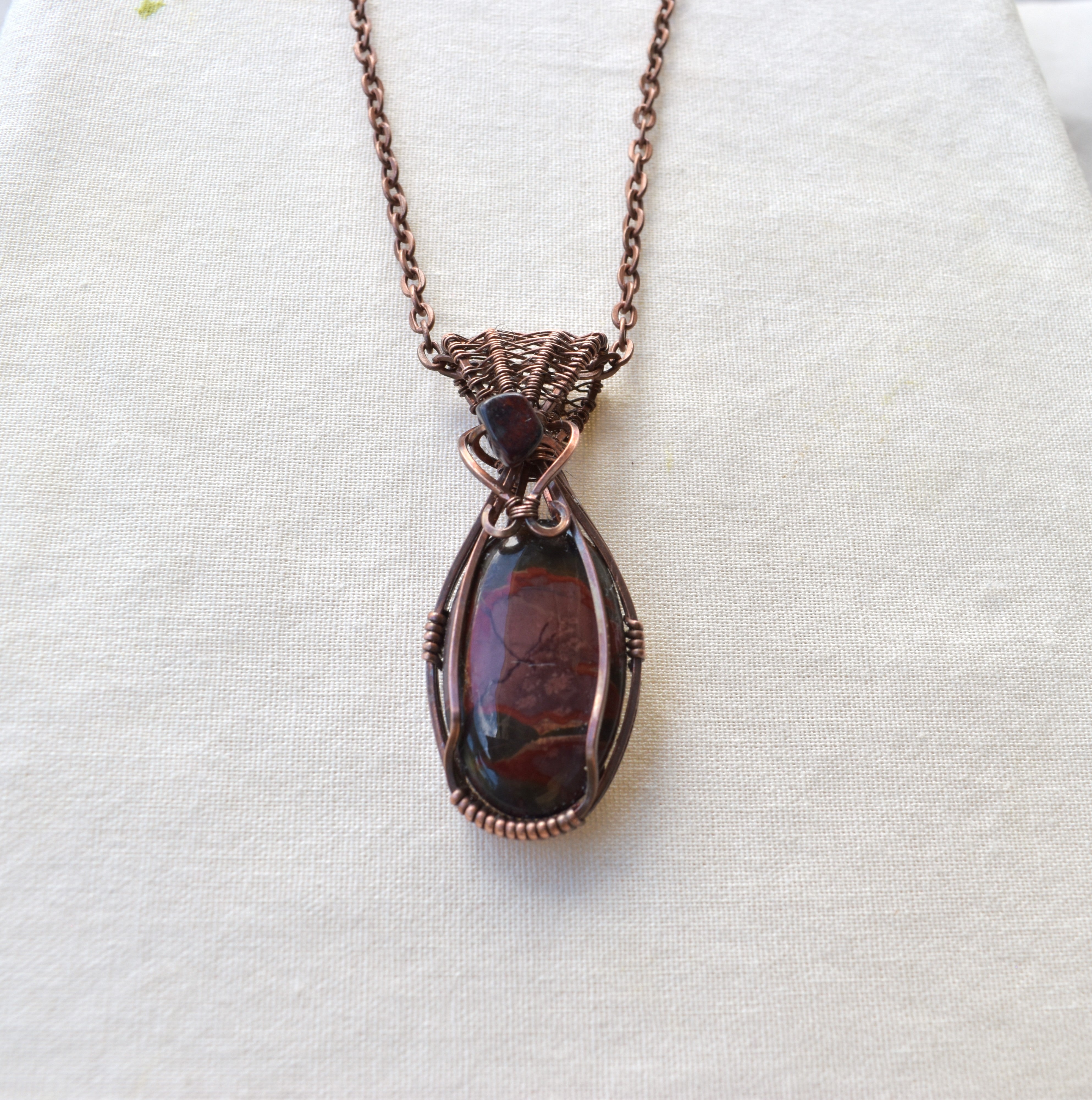 After the Burn - Cherry Creek Jasper Wire Wrapped Copper Pendant