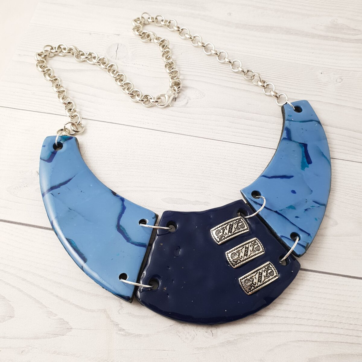 Statement Collar Necklace - Blue Mirage