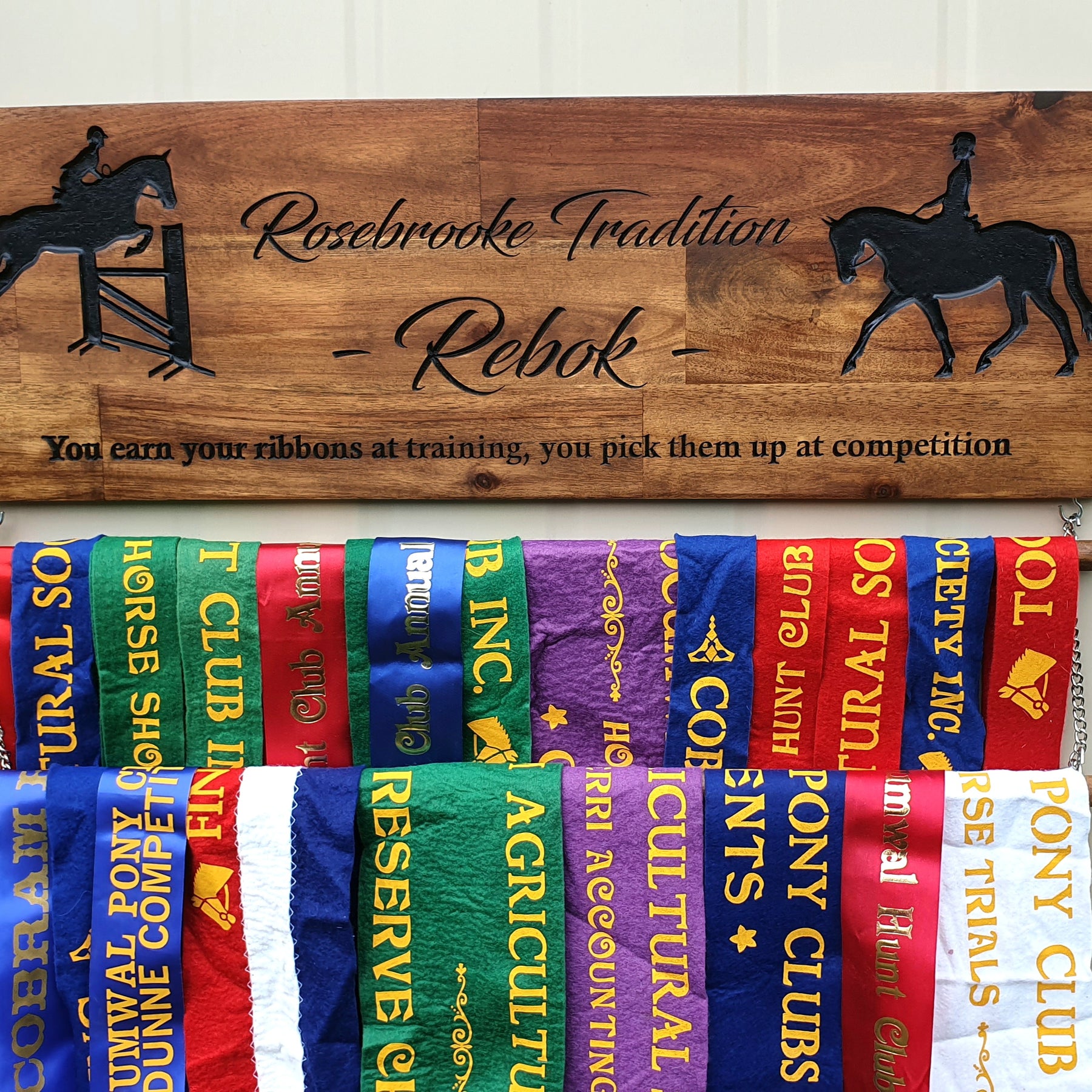Custom made Engraved ribbon display - Yarrawonga Vic