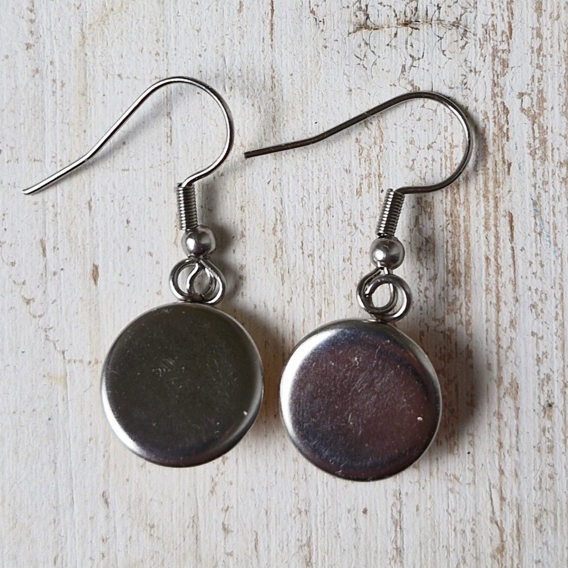 White Green Fluid Art Stainless Steel Earrings