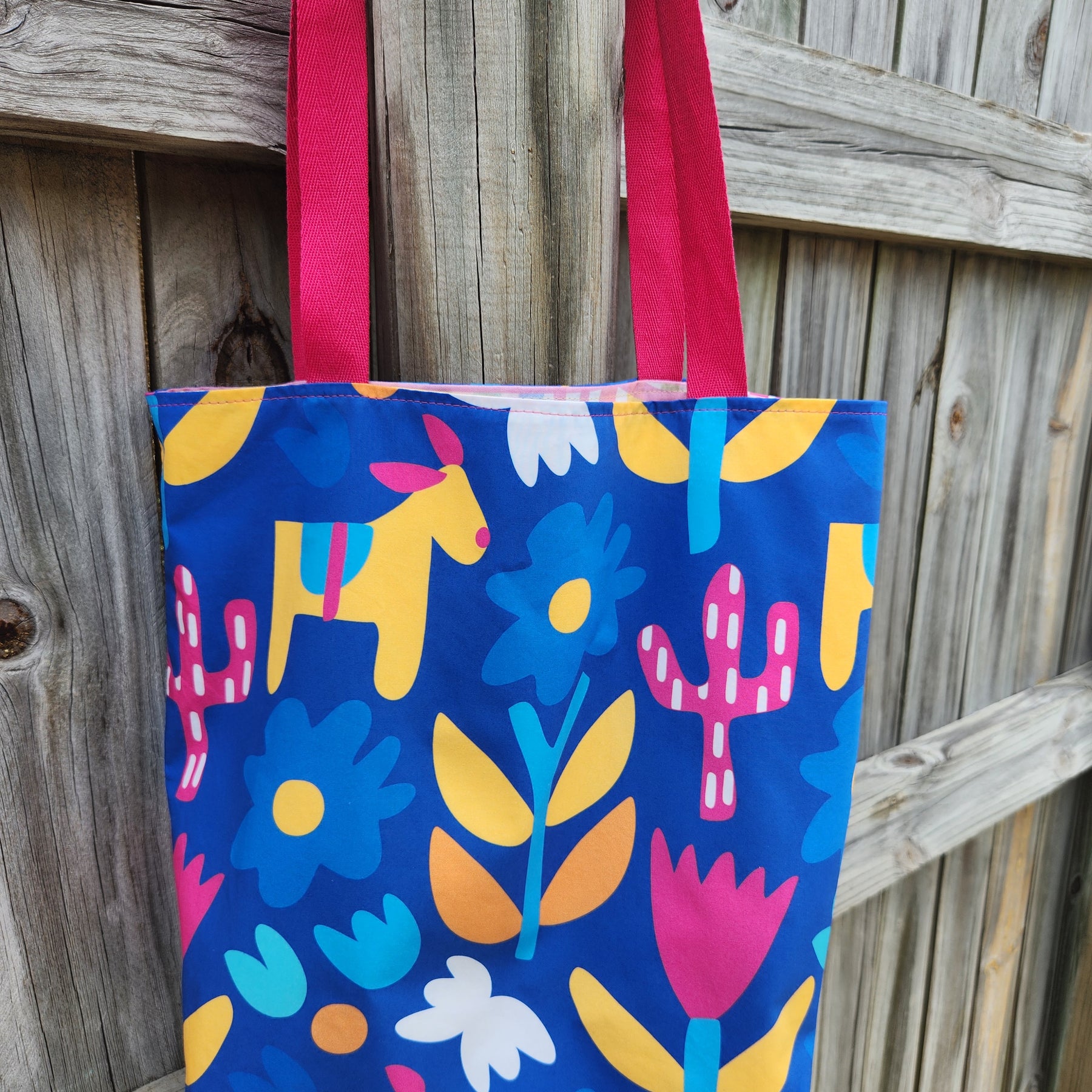 Abstract Floral Reversible Medium Tote Bag