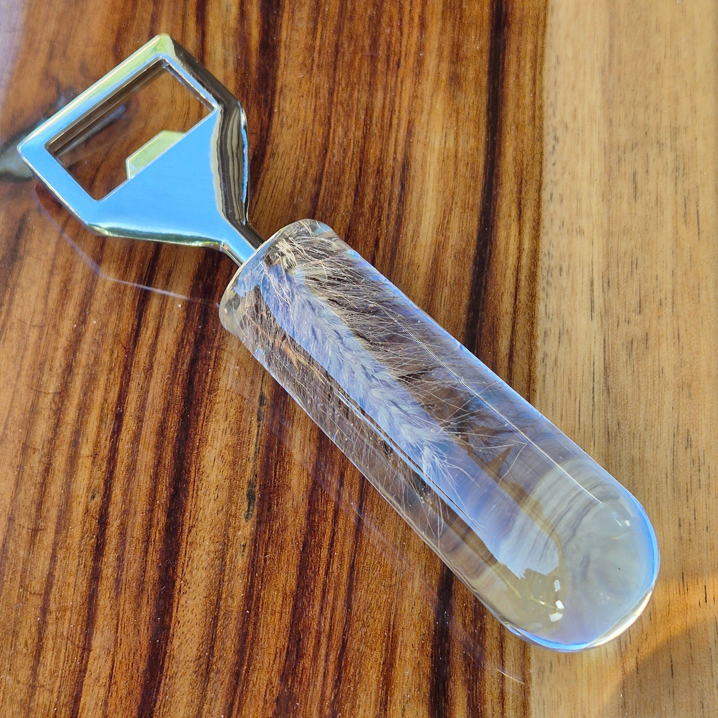 Handmade Resin Bottle openers featuring dried flowers