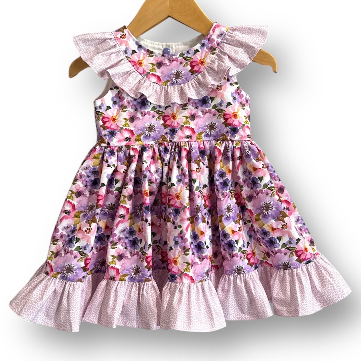 Mauve Watercolour Flowers Acacia Dress (SIZES 000 & 0)