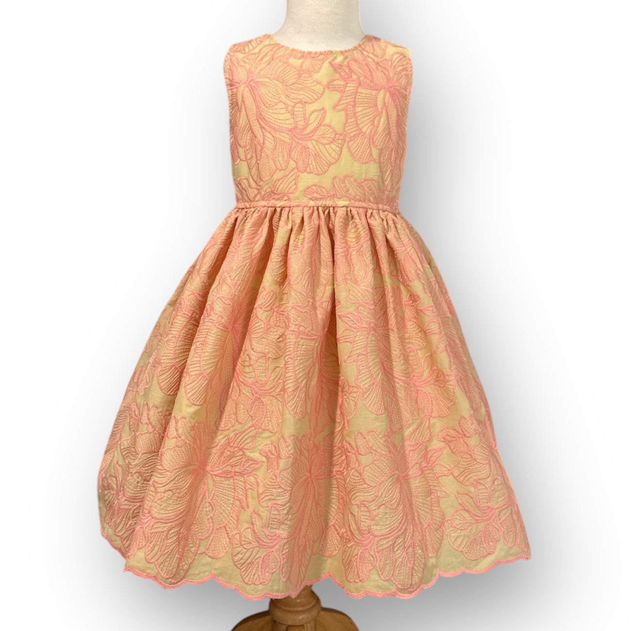 Pink Embroidered Honeycomb Lace Tea Party Dress - SIZES 5, 6 & 8