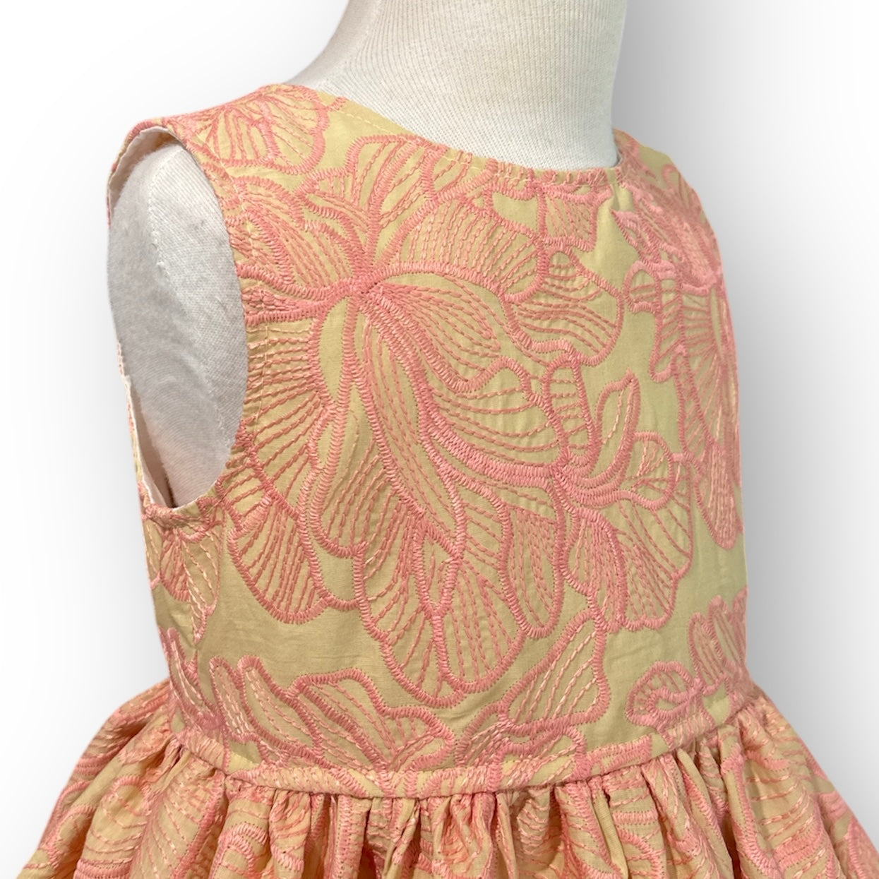 Pink Embroidered Honeycomb Lace Tea Party Dress - SIZES 5, 6 & 8