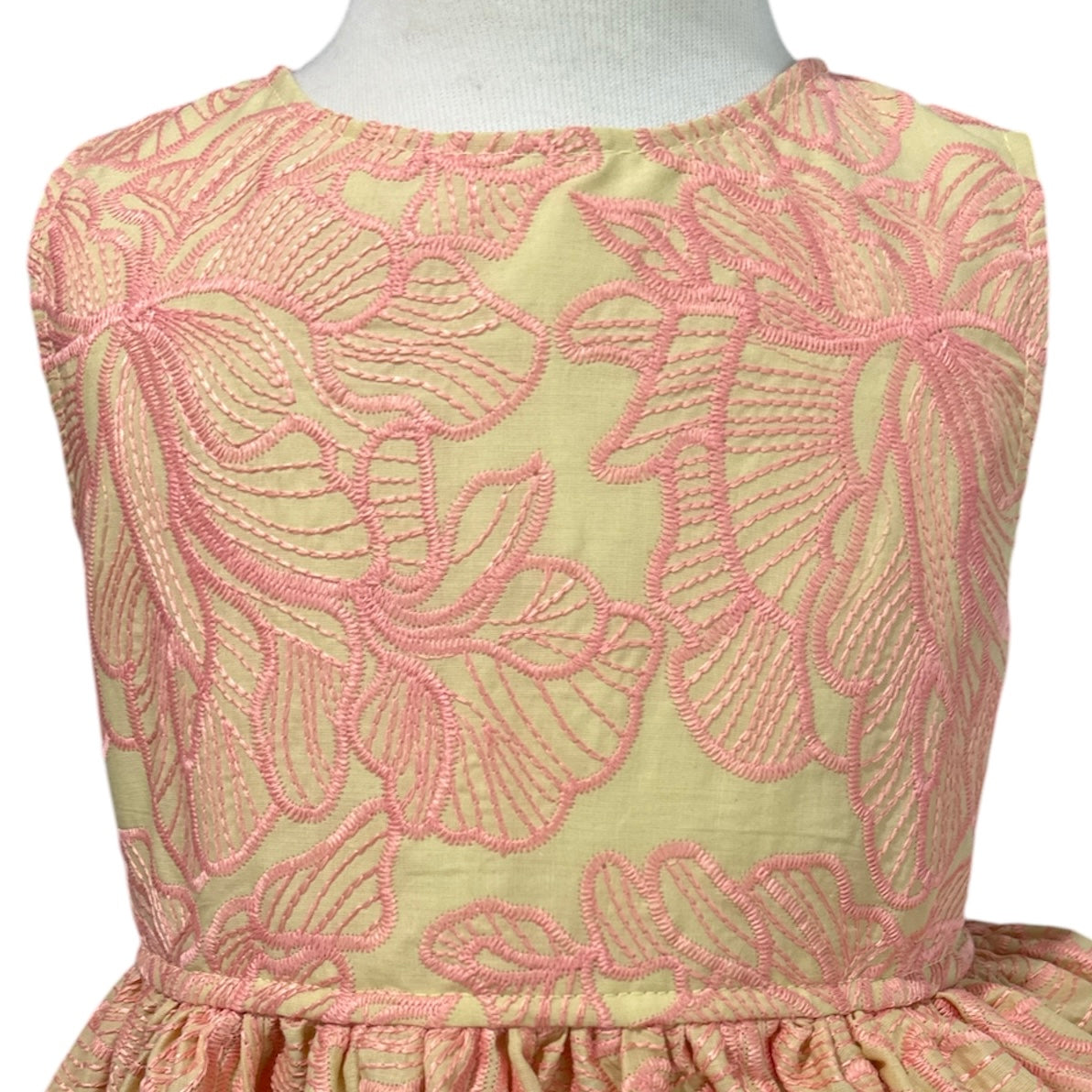 Pink Embroidered Honeycomb Lace Tea Party Dress - SIZES 5, 6 & 8