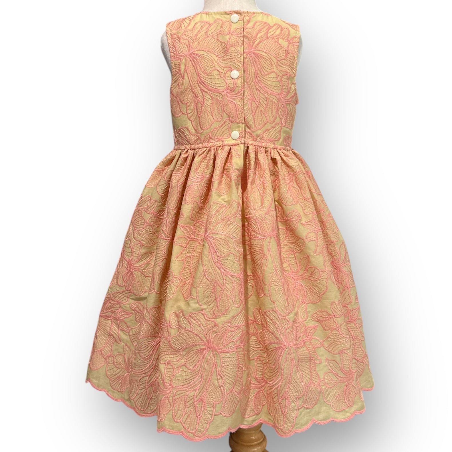 Pink Embroidered Honeycomb Lace Tea Party Dress - SIZES 5, 6 & 8
