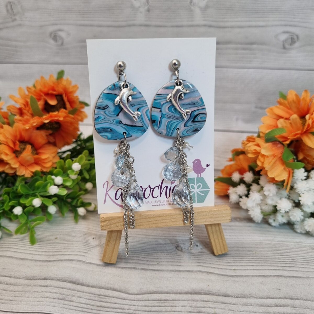 Polymer Clay Earrings - Dolphin Adventures