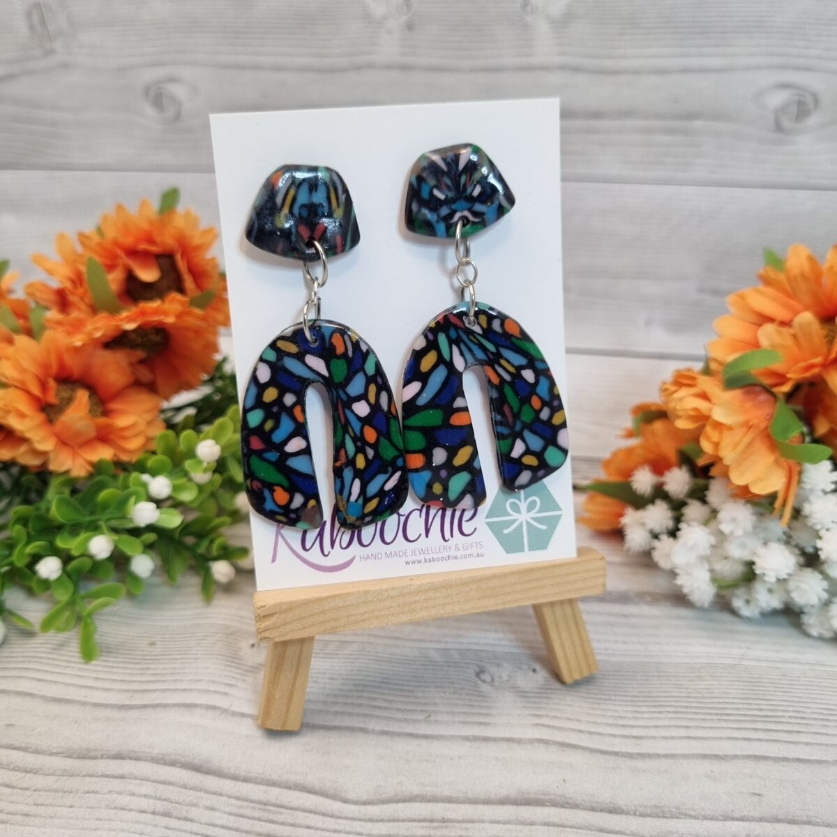 Polymer Clay Arch Earrings - Lead Light