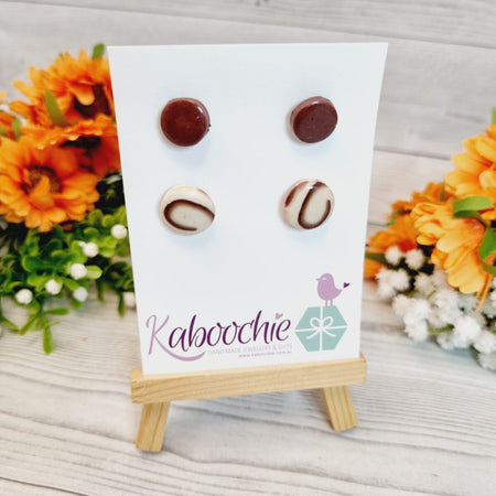 Polymer Clay Stud Earrings Coffee Swirl 2 Pack