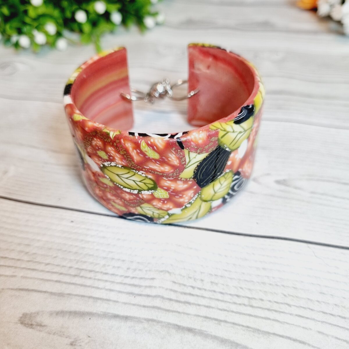 Hand Sculpted Polymer Clay Cuff Bracelet - Nannas Garden