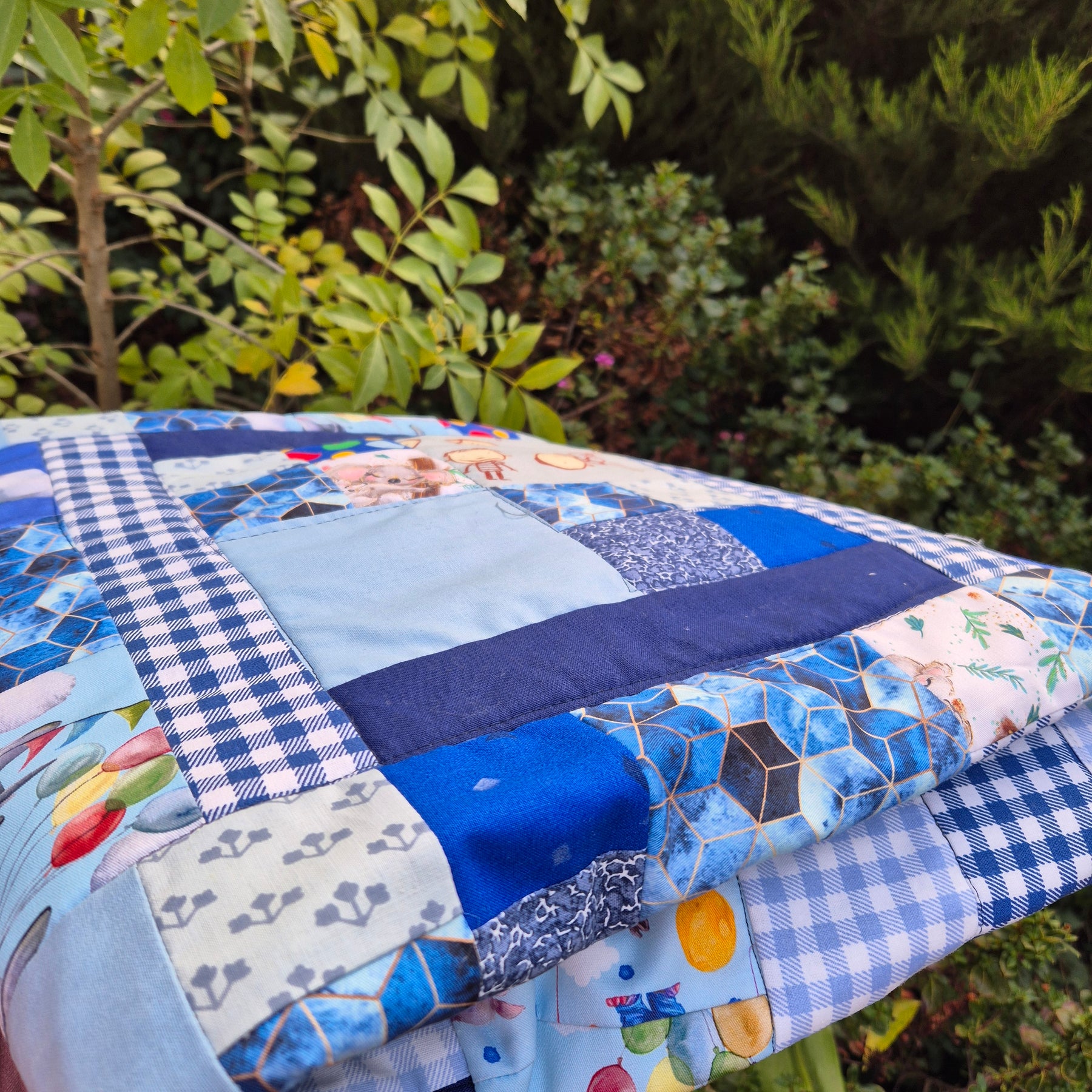 Pink and Grey toned patchwork quilt